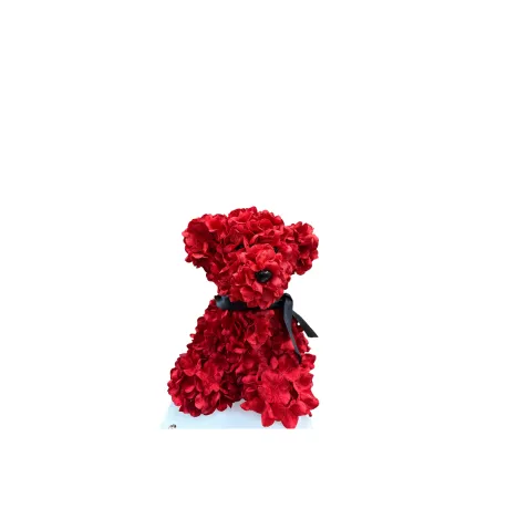 Feuillazur Rungis Ours en fleurs artificielles rouges cadeau