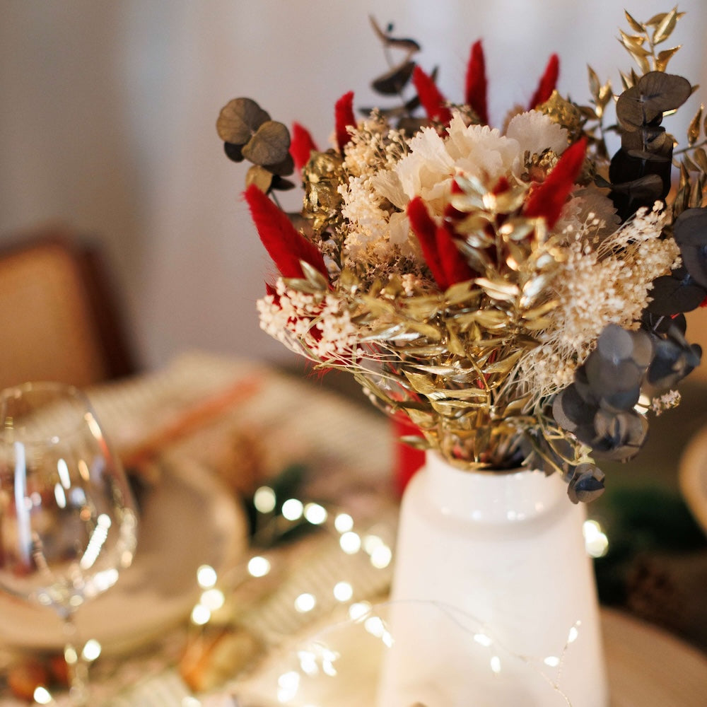 Flowrette Fleurs séchées Bouquet de Noël vert eucalyptus M