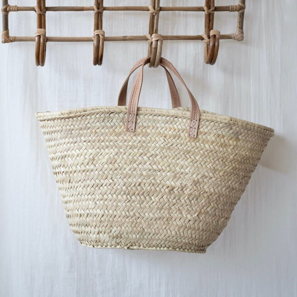 Flowrette Décoration Témara panier osier anses cuir