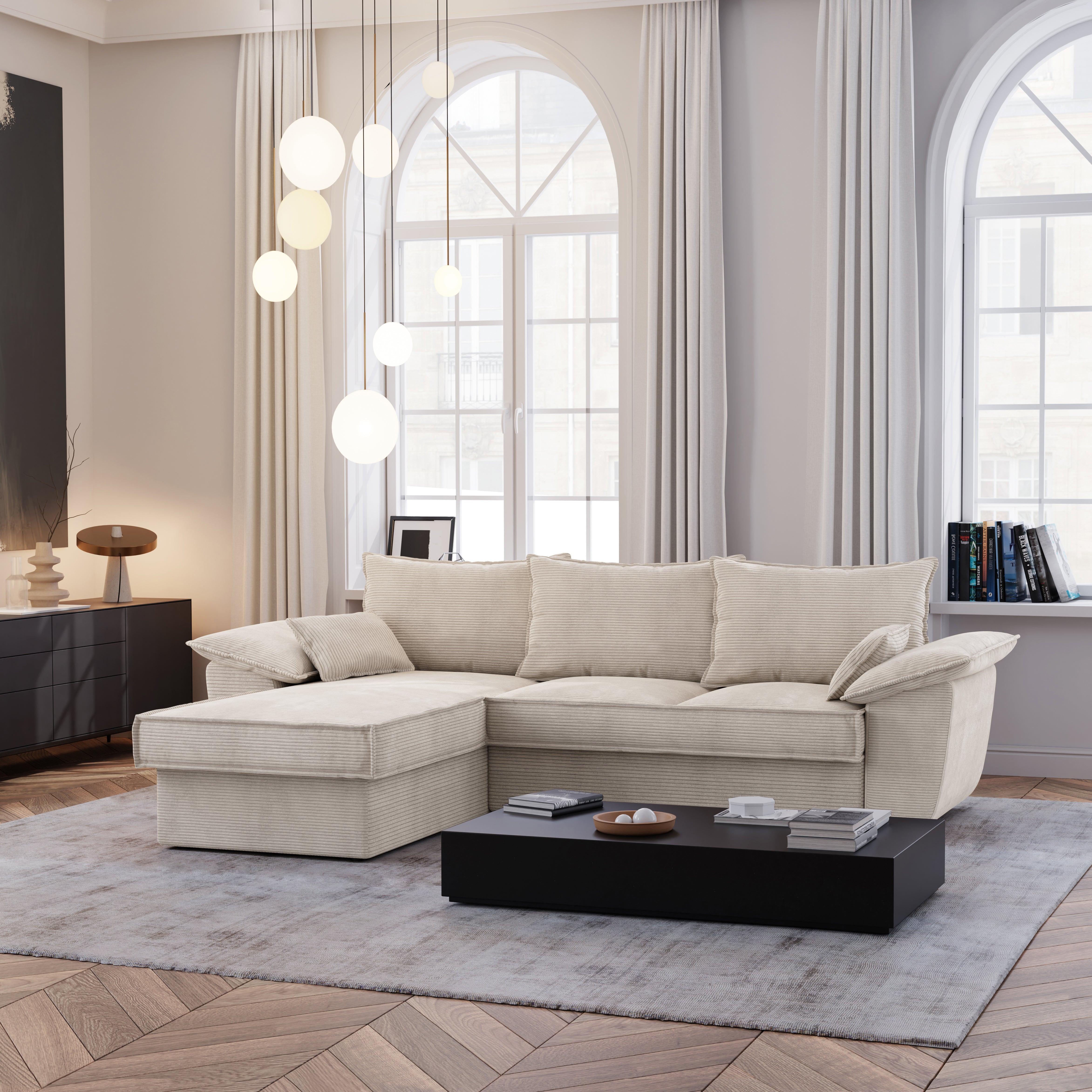 Sia Home Sasha canapé convertible angle gauche crème