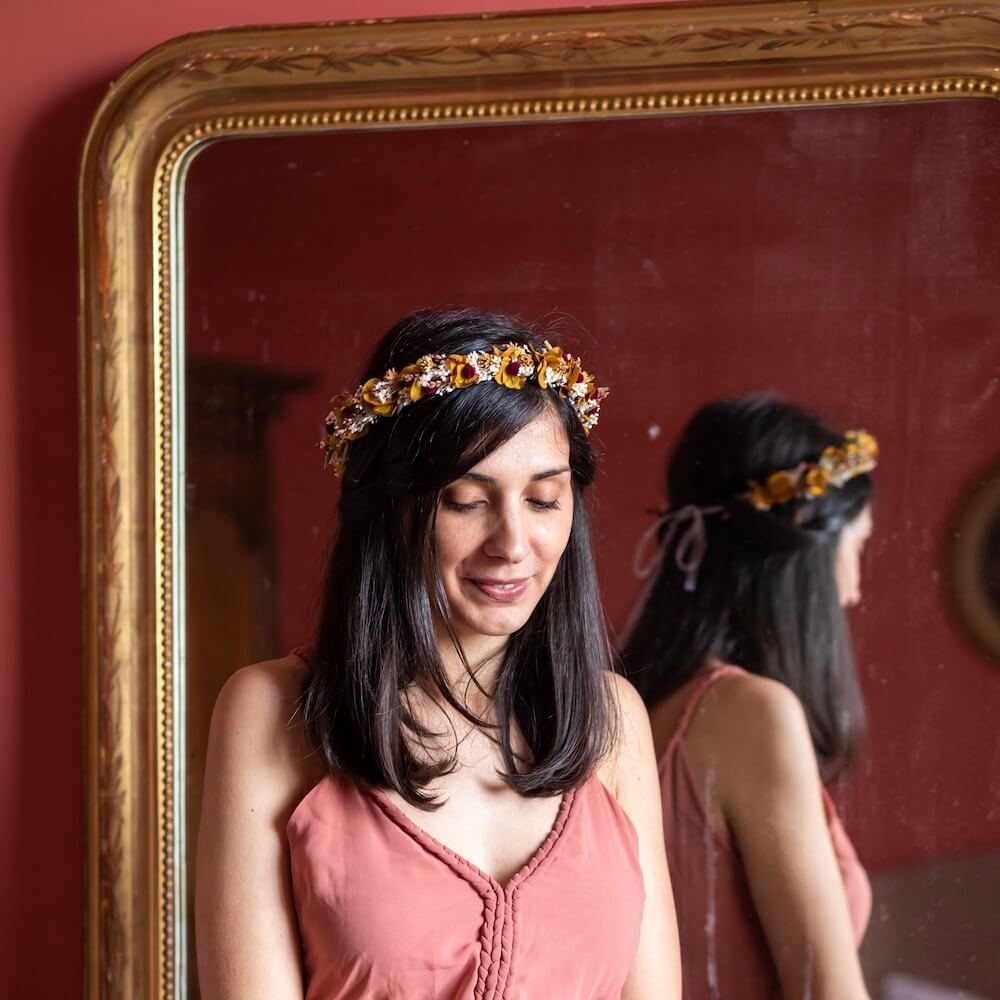 Flowrette Andrea Couronne fleurs séchées mariage automnale