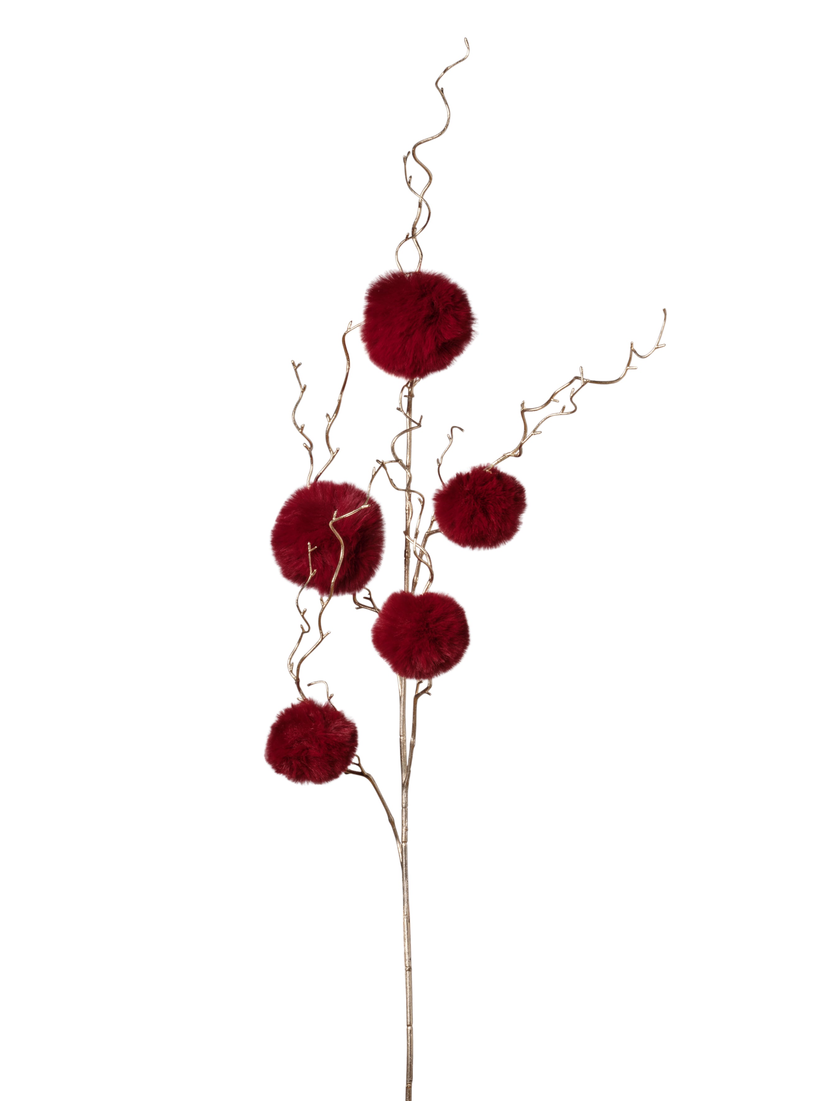 Feuillazur Rungis Branche pompom bordeaux fleur artificielle 109cm