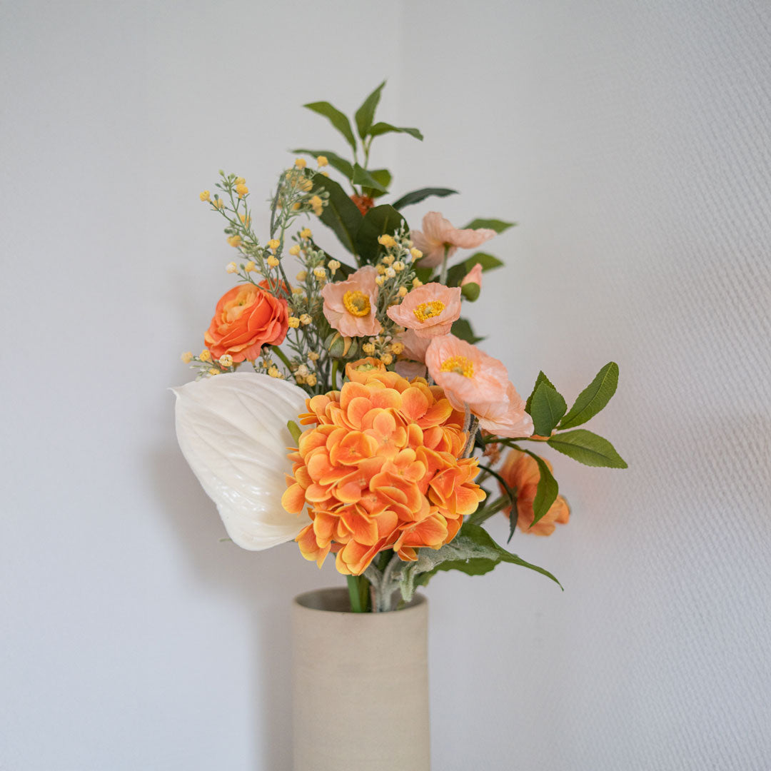 Flowrette Hortense bouquet fleurs artificielles orange Real Touch