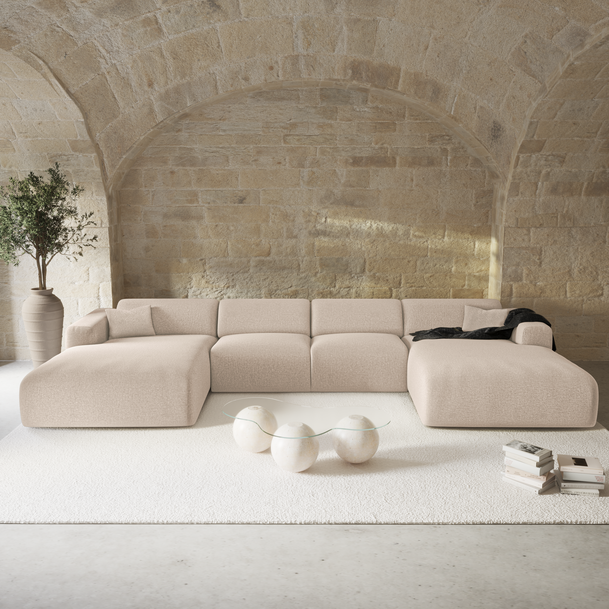 Sia Home Myra canapé symétrique beige 5 places