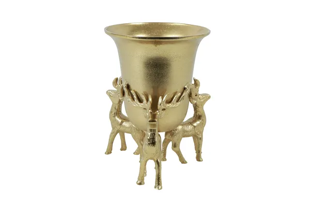 Feuillazur Rungis Contenant doré 3 cerfs 23x23x28cm