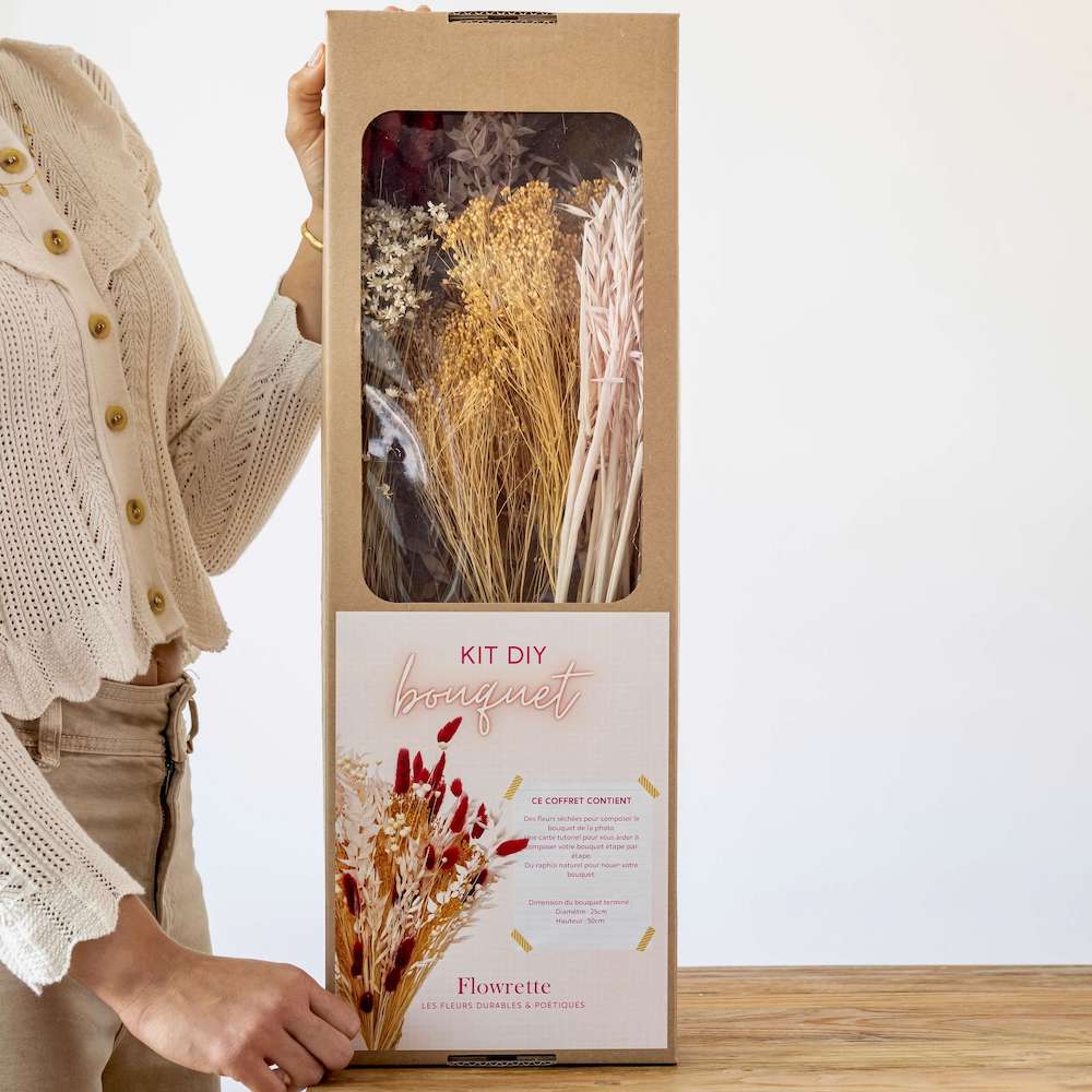 Flowrette Kit DIY bouquet rose fleurs séchées + tuto
