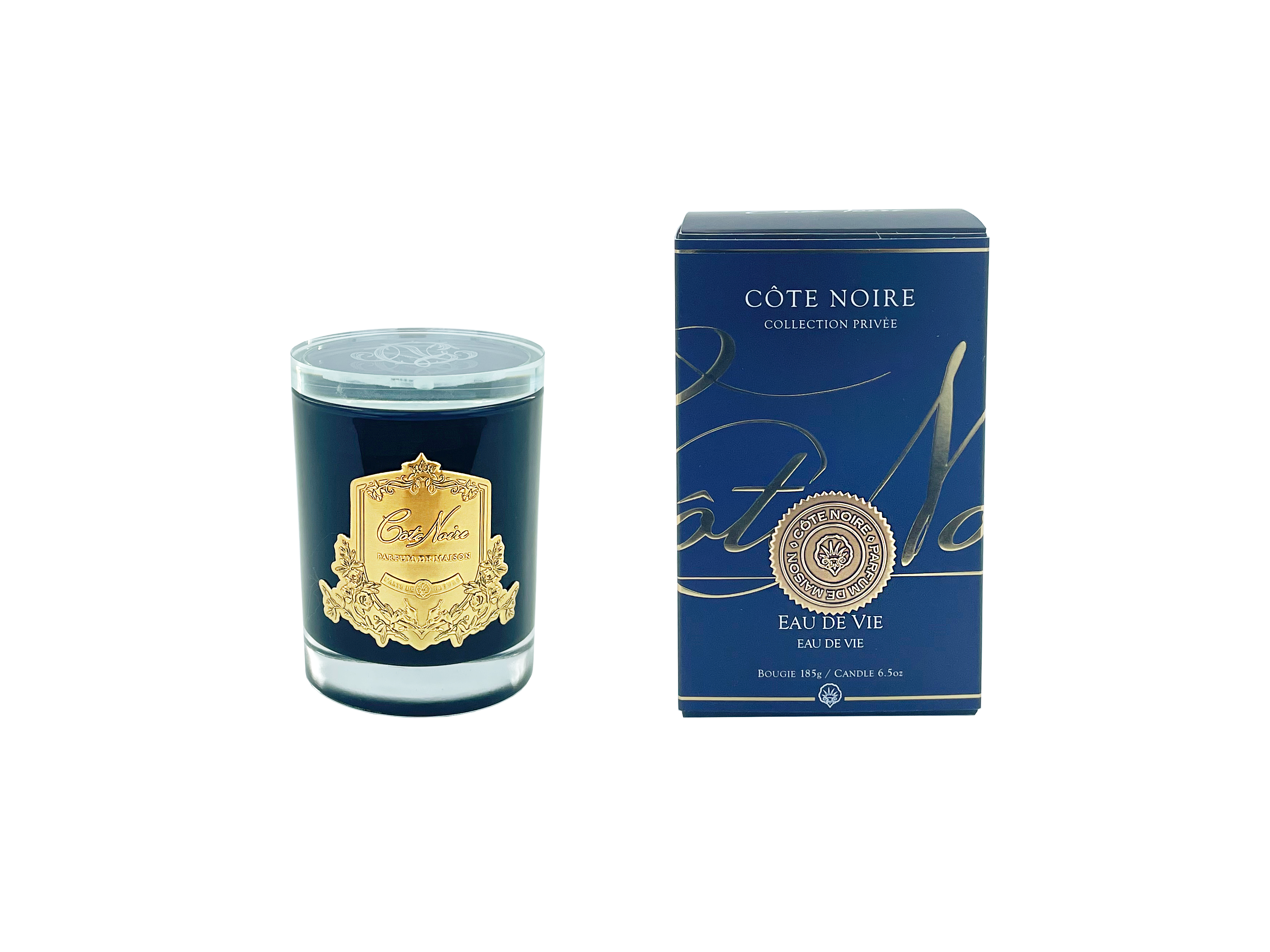 Côte Noire Soy Blend bougie Eau de Vie 450g verre noir