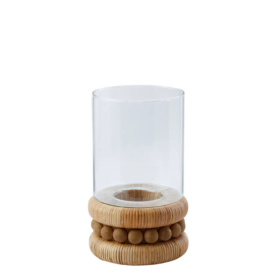 Sia Home Perline porte-bougie rotin beige 27 cm