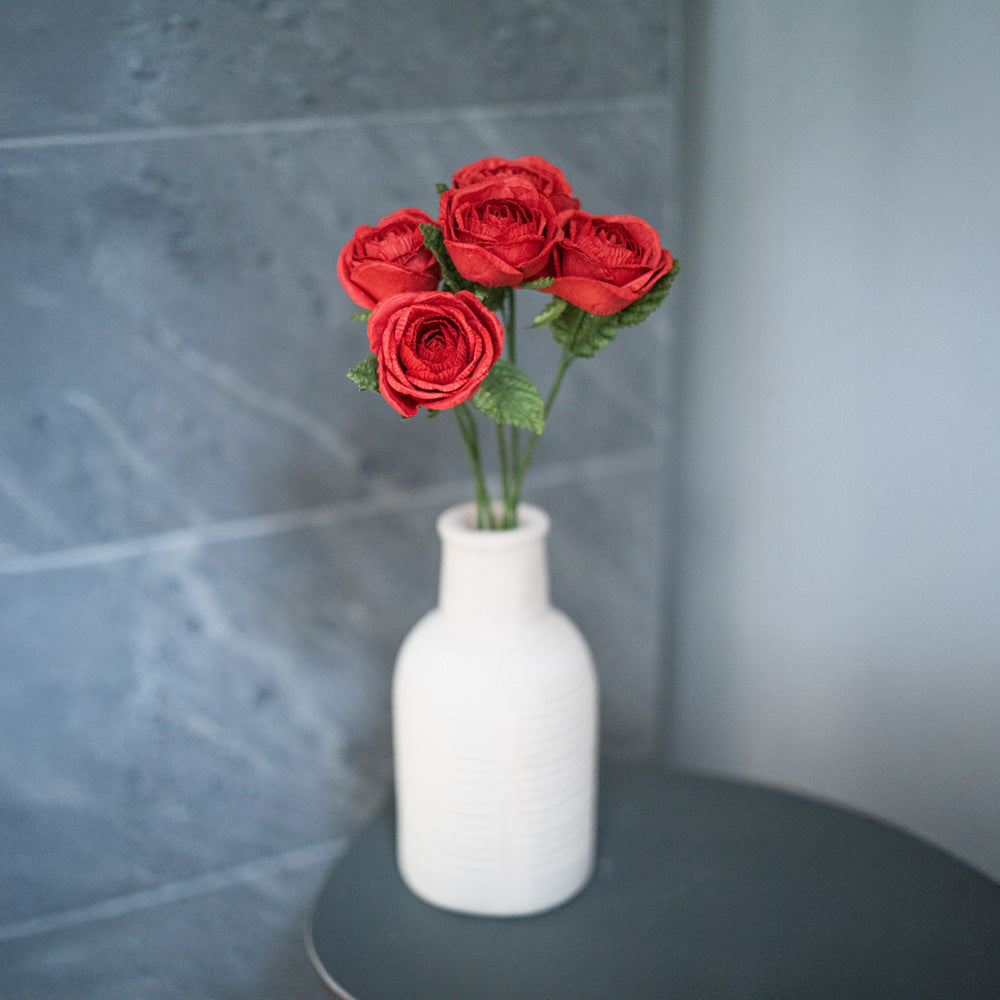 Flowrette rose rouge en papier fleur tige x1 durable