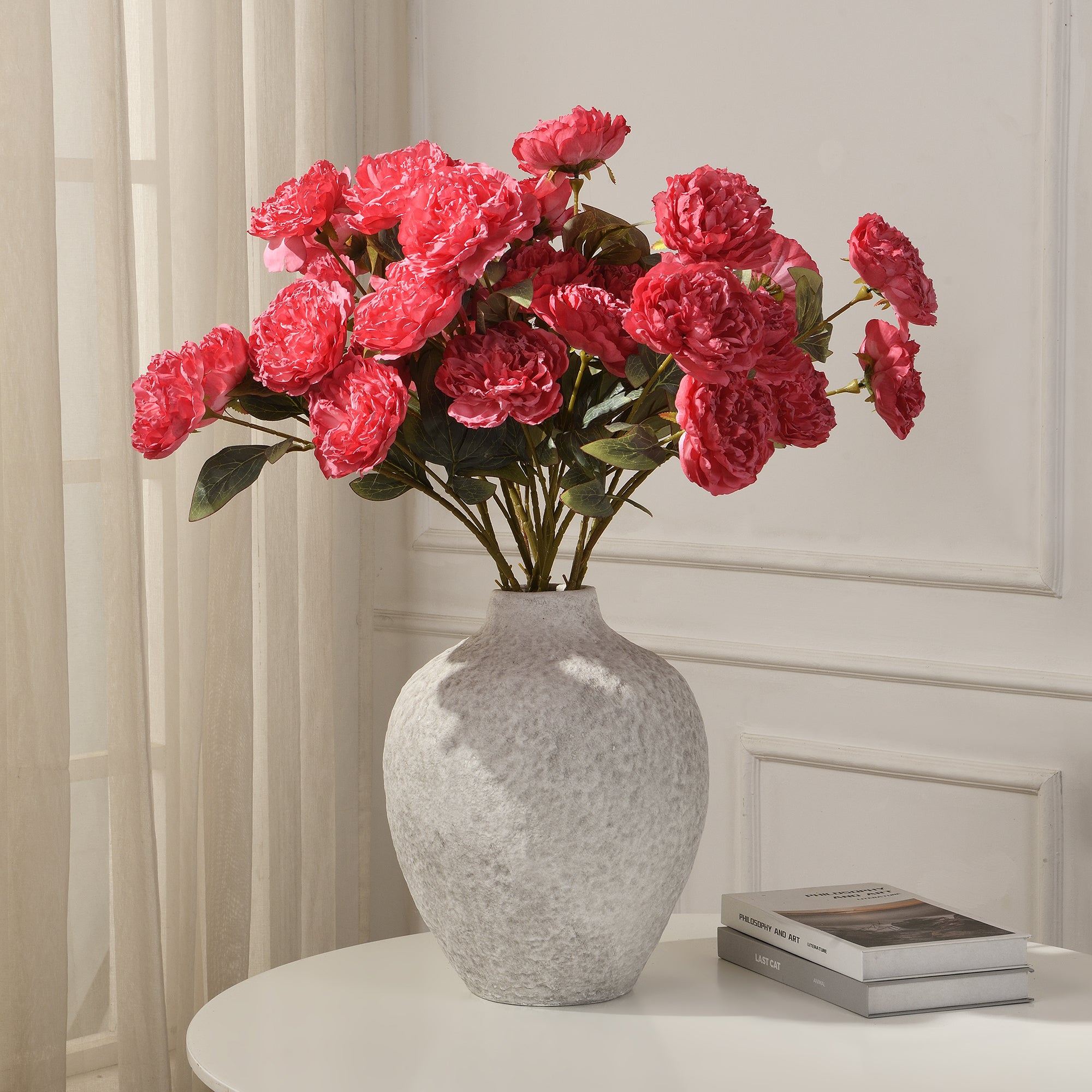 Sia Home Pivoine tige fleur artificielle blanche 85 cm