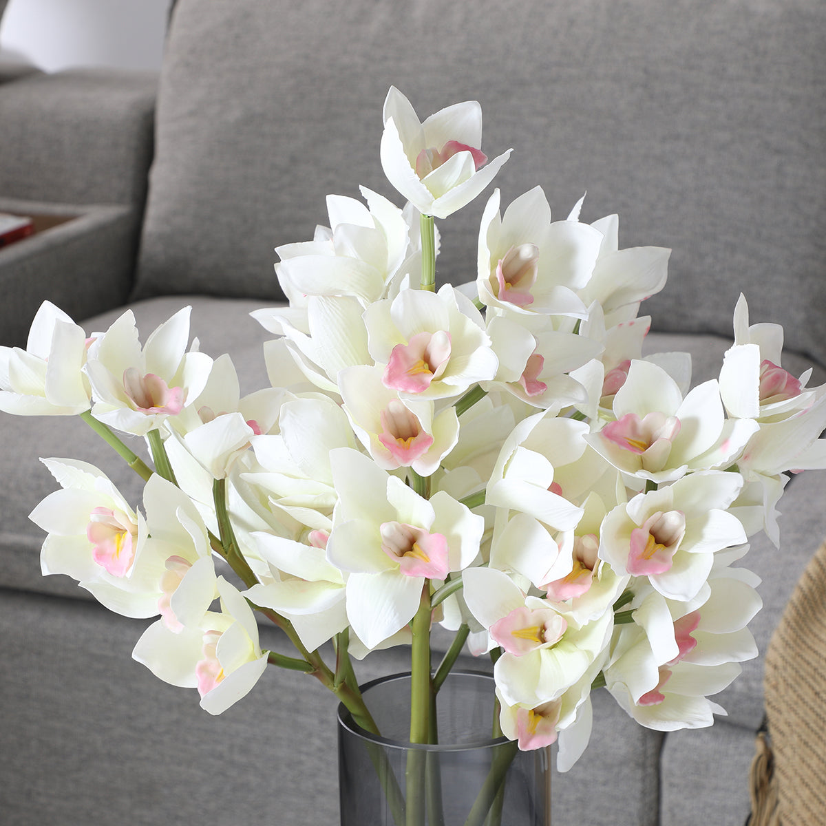 Sia Home Cymbidium tige orchidée blanche 62 cm