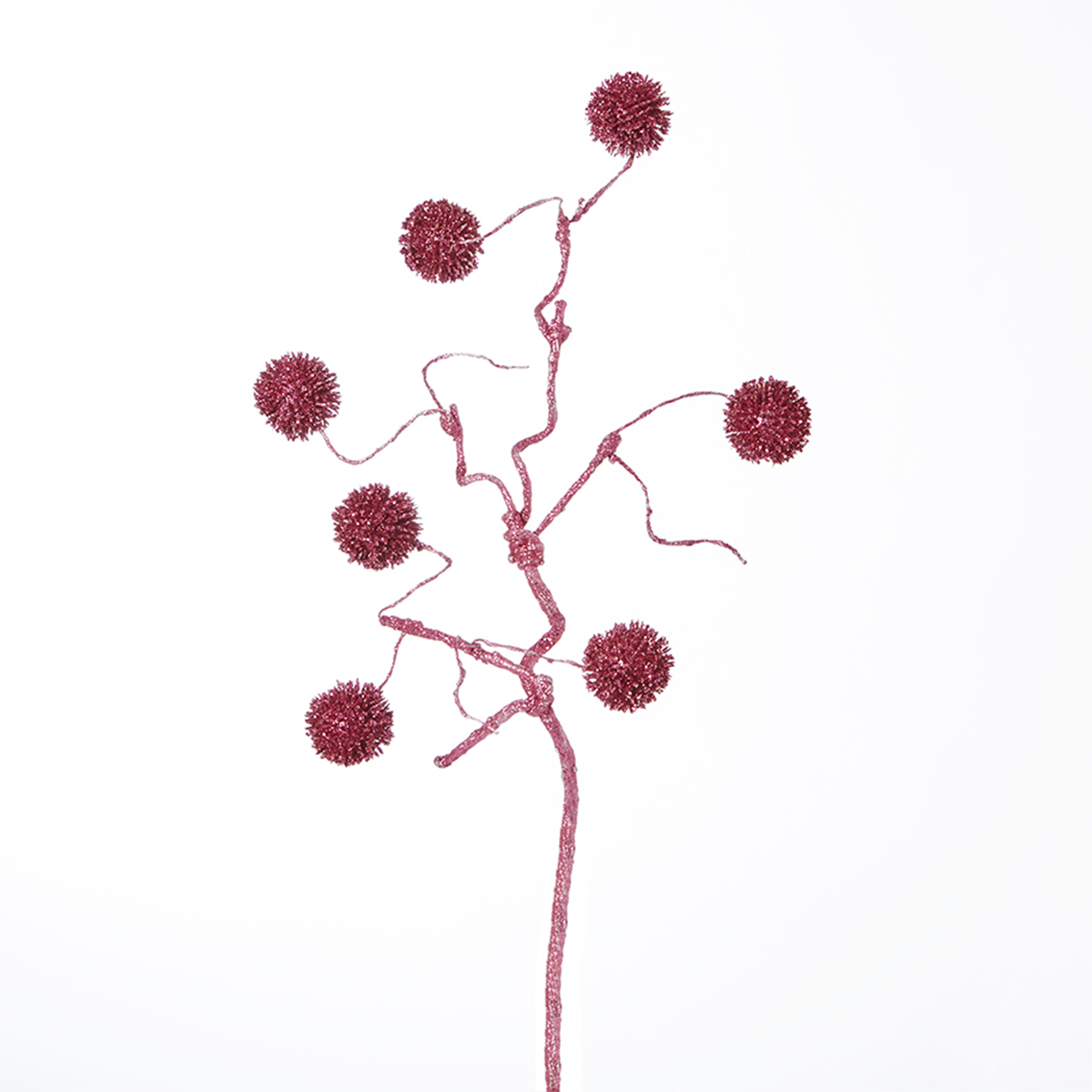 Sia Home Izia 50 cm branche pompons pailletés argenté