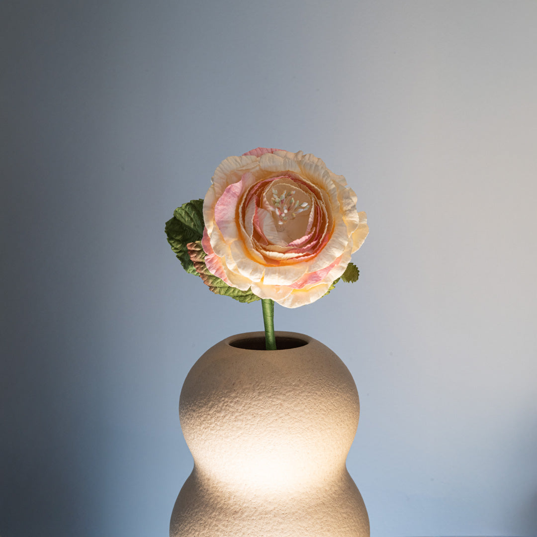Flowrette Rose Anglaise fleur papier crème rose x1