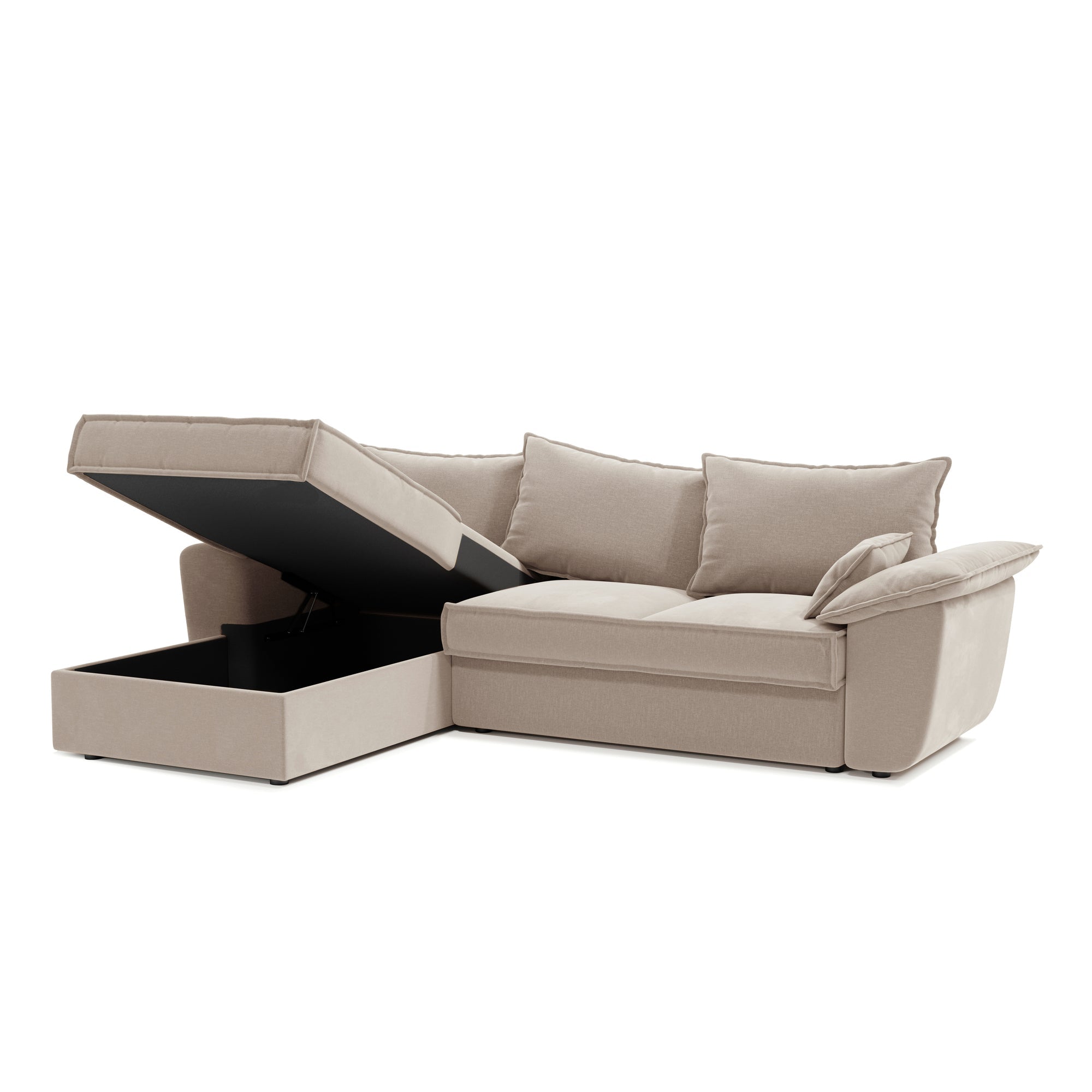 Sia Home Sasha canapé angle gauche beige convertible avec coffre