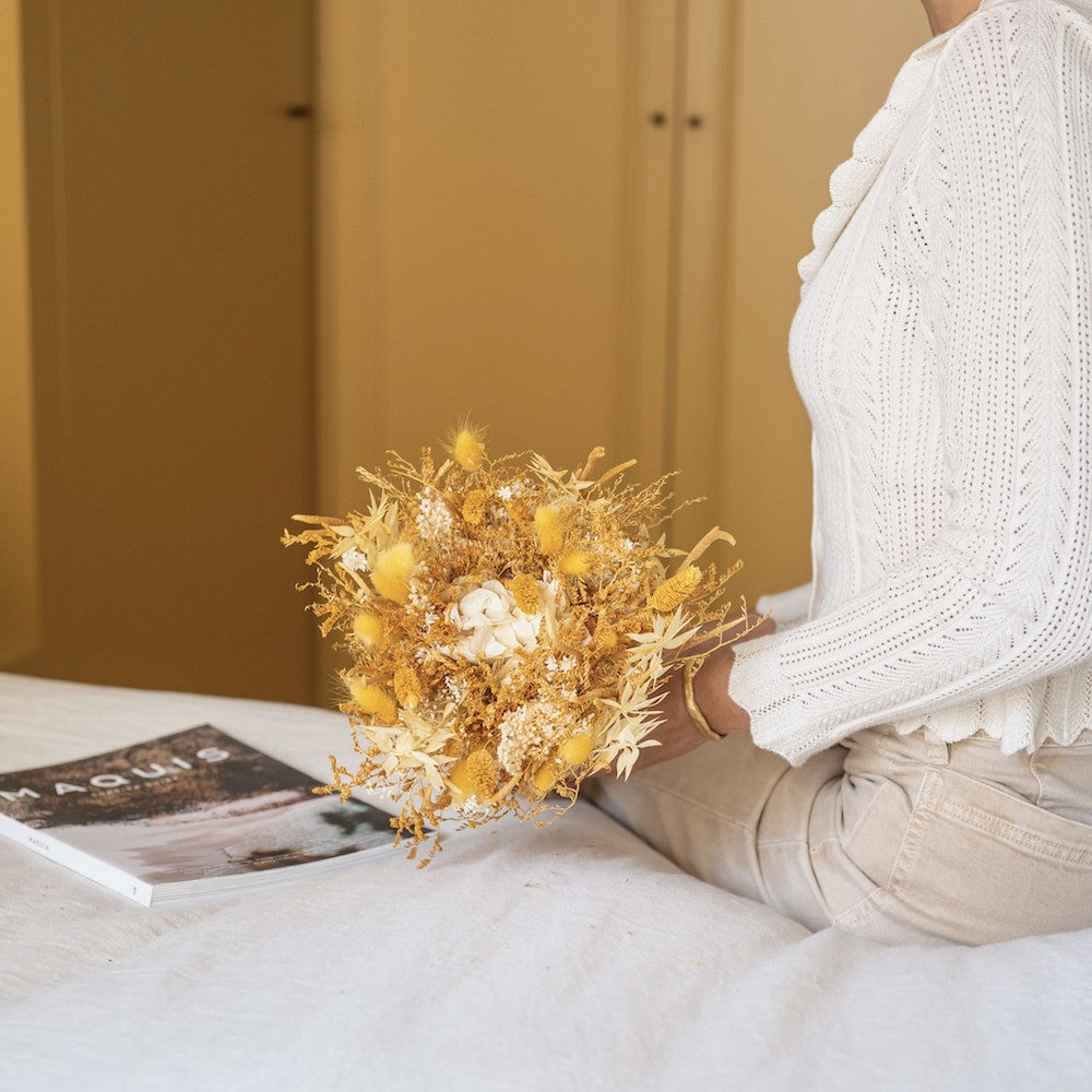 Flowrette Augustin Bouquet Fleurs Séchées Jaune Taille M