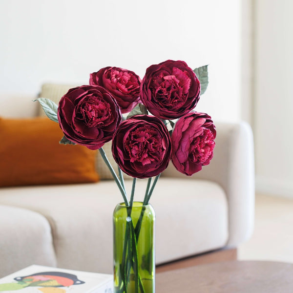 Flowrette Fleurs en papier pivoine bordeaux fleur x1