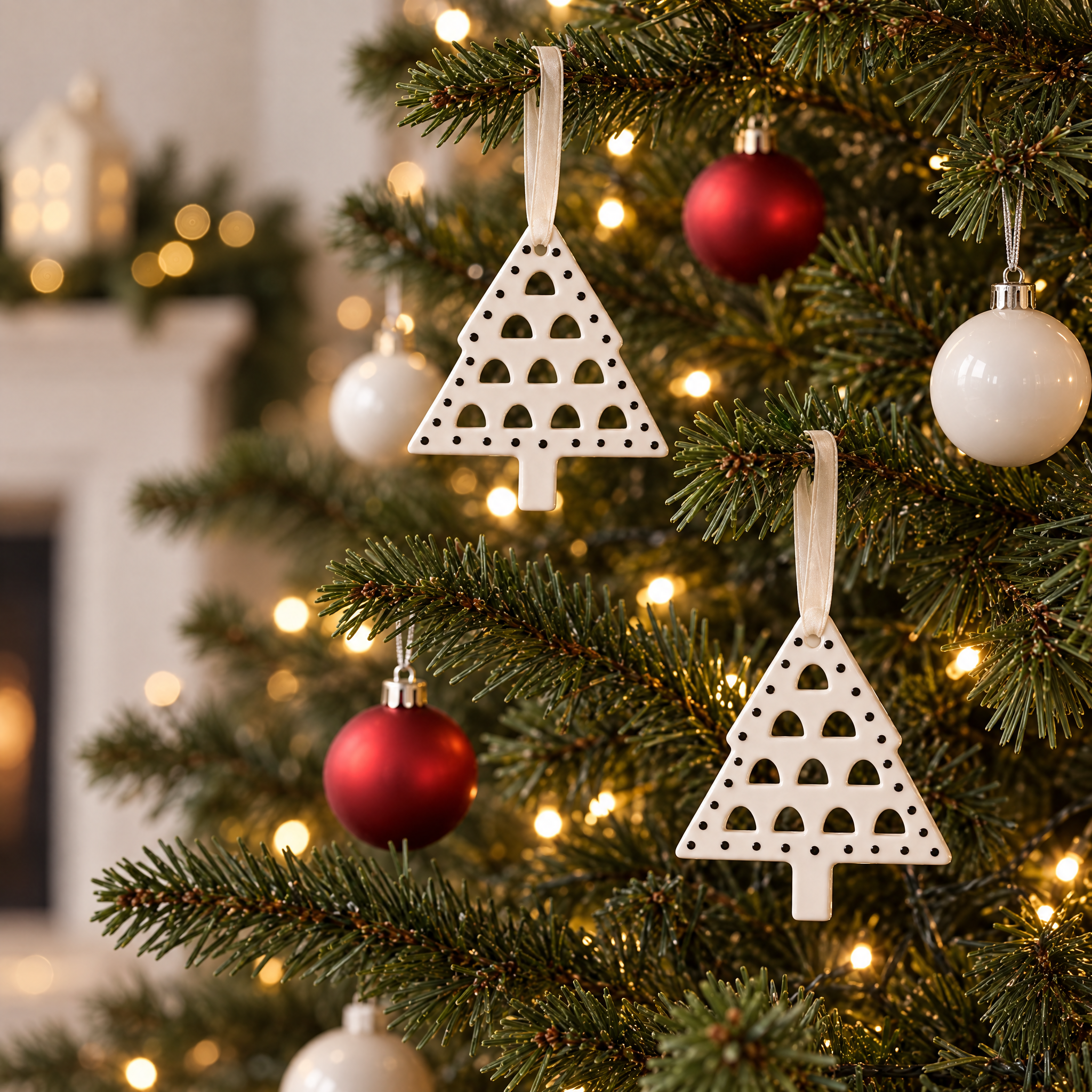 Sia Lappi suspension Noël sapin blanc 9 cm grès