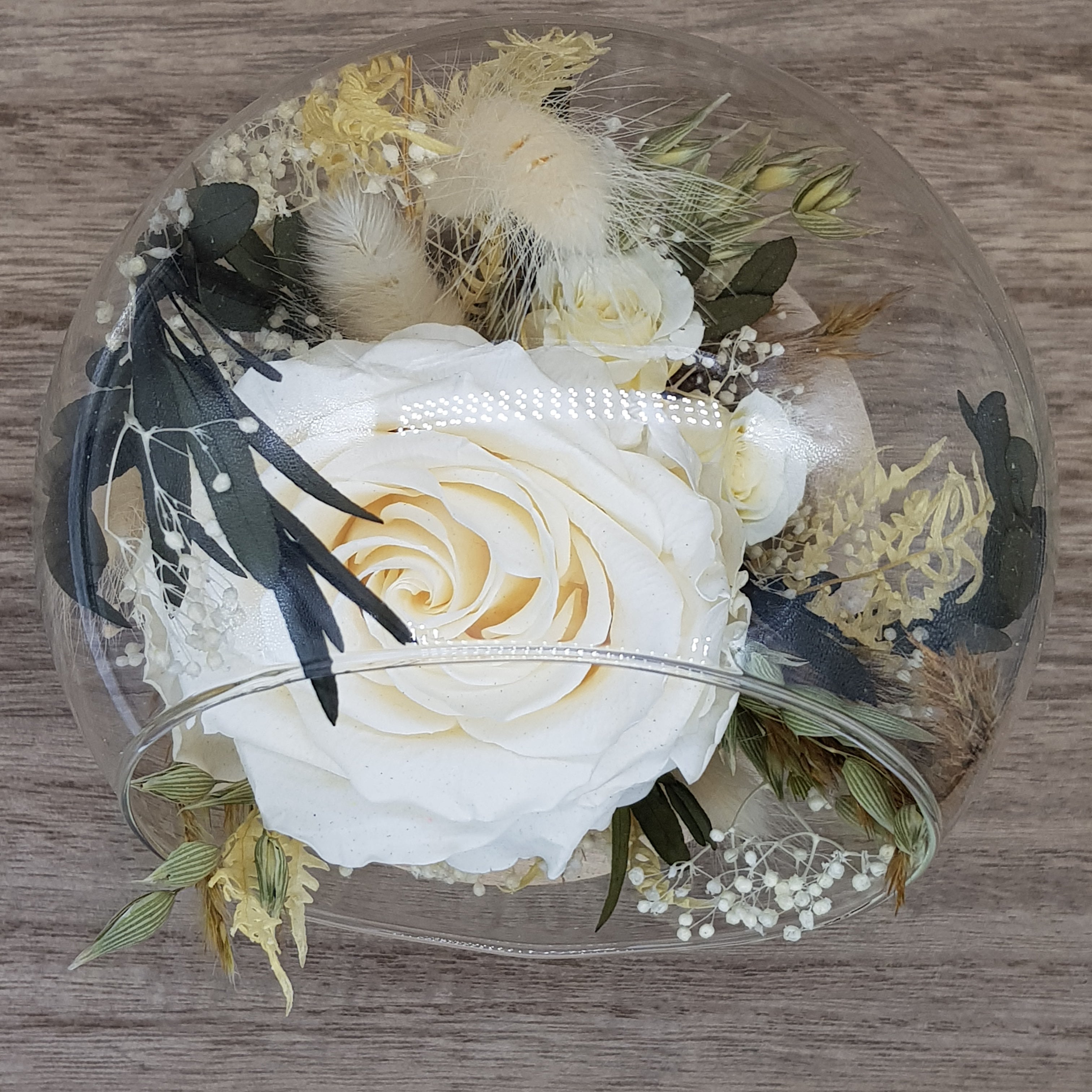 Ateliers Ouchamp Bulles Place D'Iéna bulle fleurie rose blanche 13 cm
