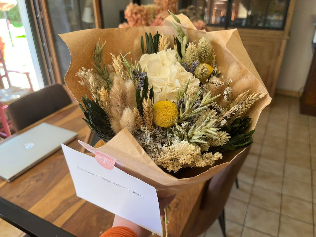 Flowrette Gautier bouquet fleurs séchées jauneLavande