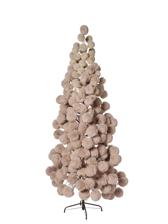 Feuillazur Rungis Sapin boule peluche Beige 150cm