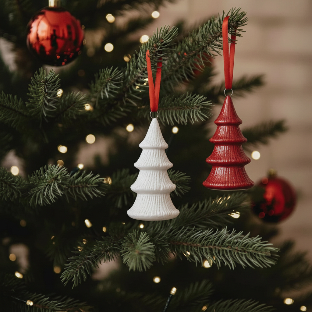 Sia Home Lappi Sapins suspension Noël rouge grès lot de 2