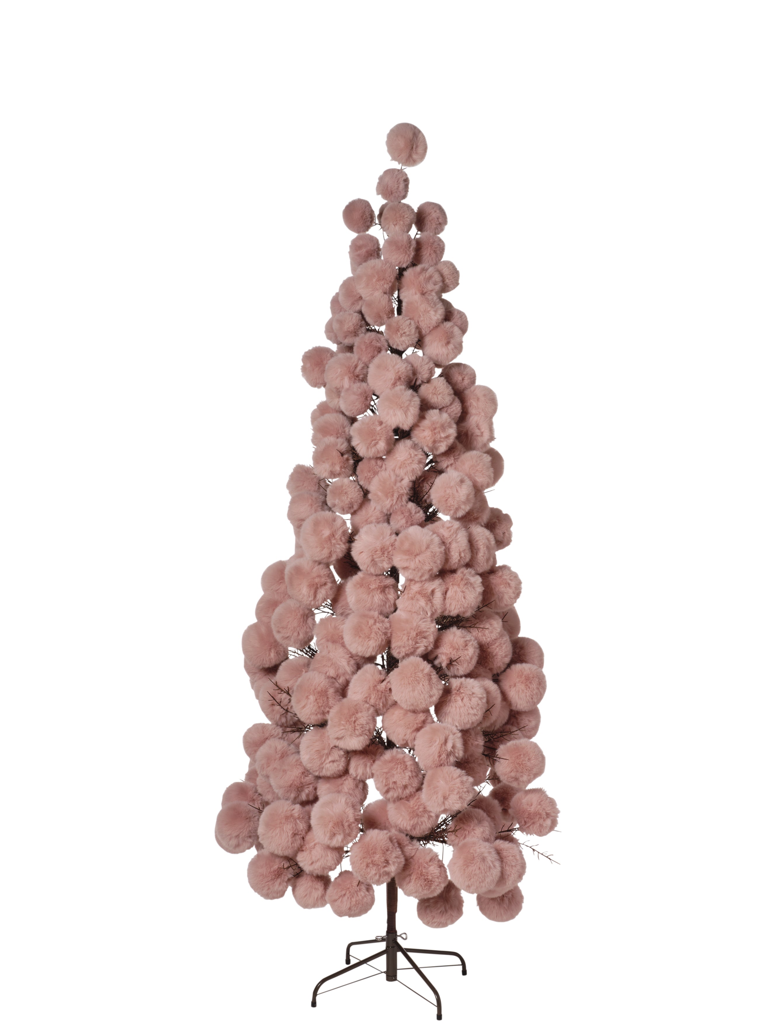 Feuillazur Rungis sapin boule peluche rose 150cm