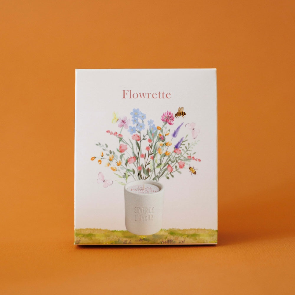 Flowrette Bougies Amour bougie blanche fleurs de lin