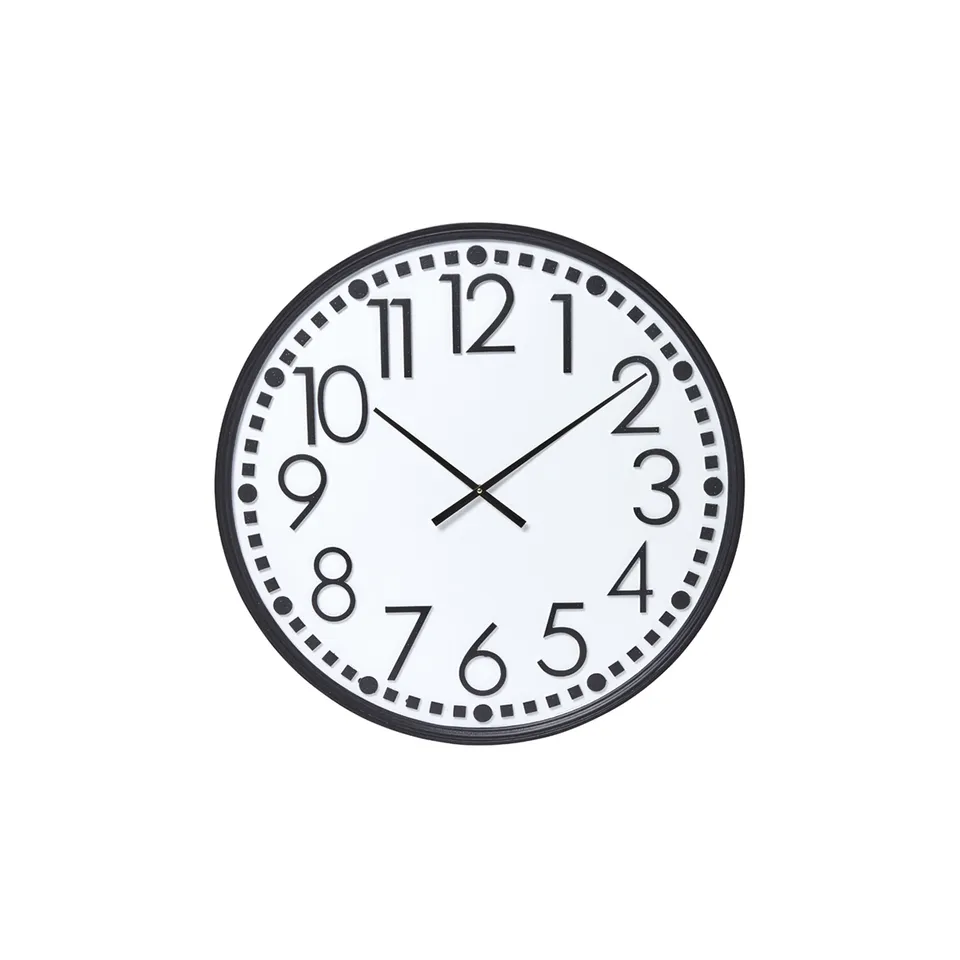 Sia Home horloge à grands chiffres bois noir blanc 80 cm
