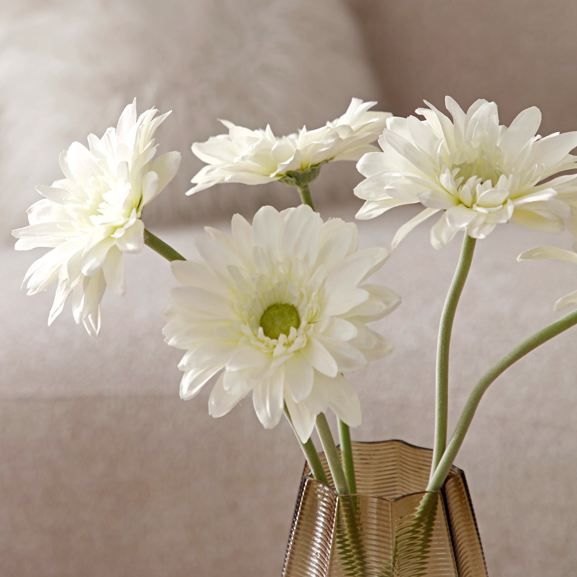 Sia Home Gerbera tige fleur artificielle blanche 59 cm