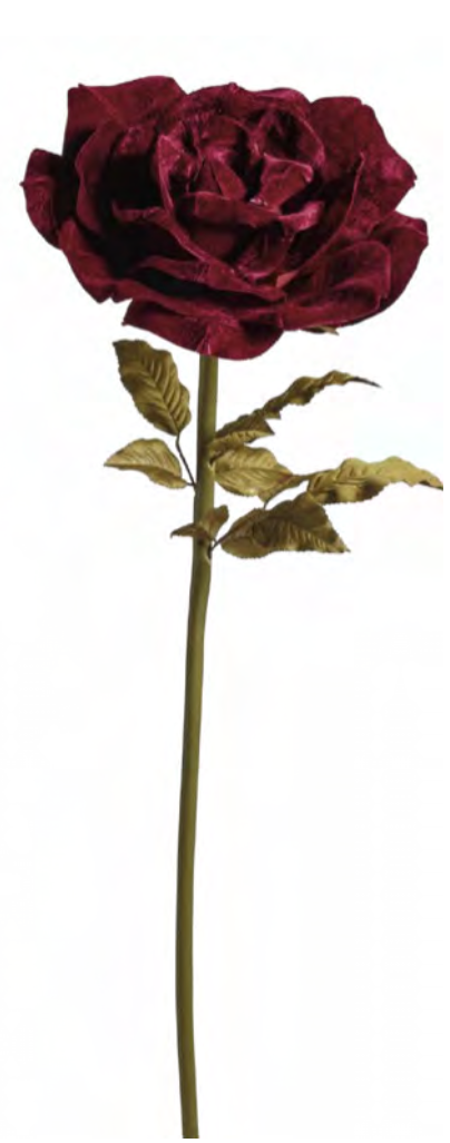 Feuillazur Rungis Rose velours rouge fleur artificielle 116 cm