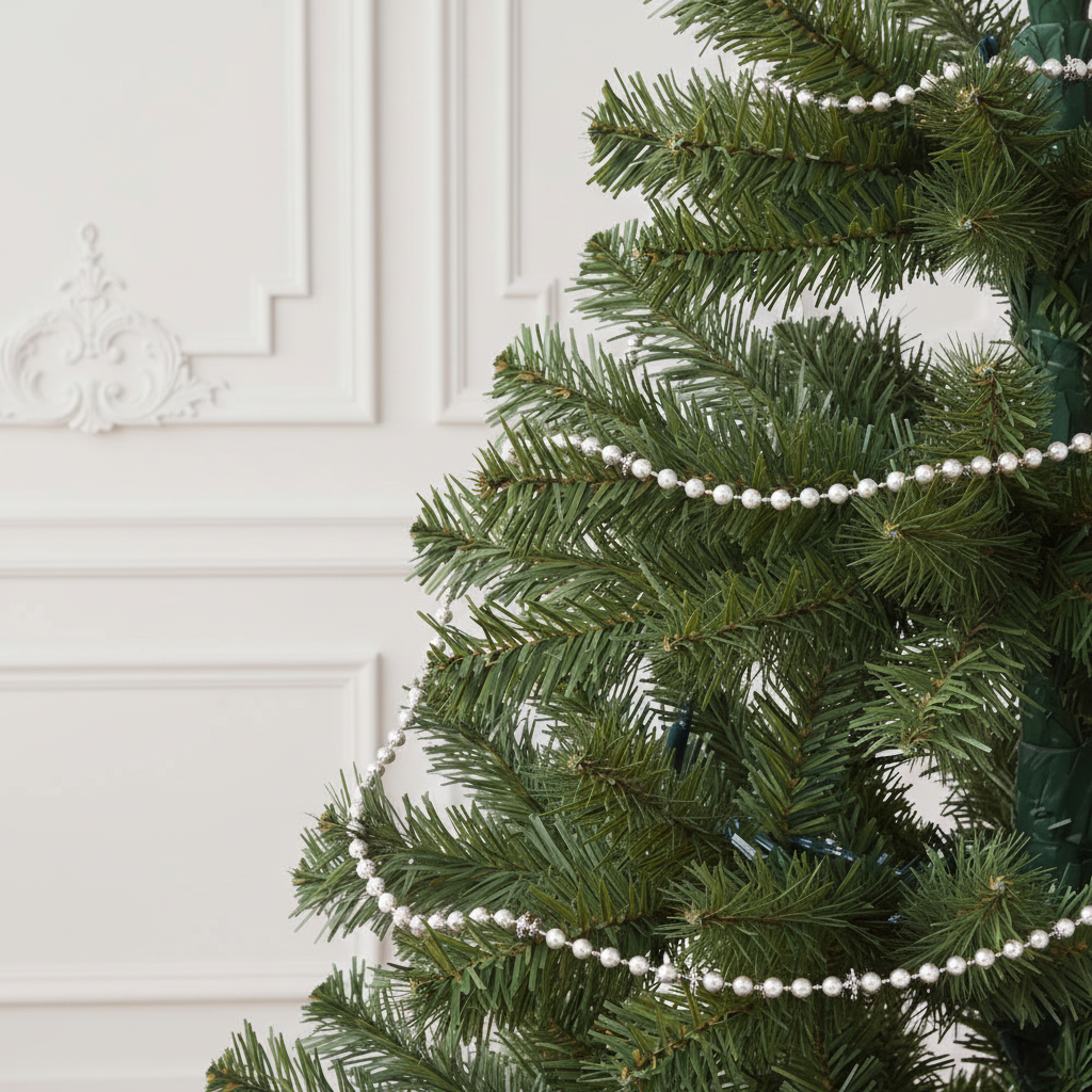 Sia Home Perles guirlande décorative blanc argenté 180 cm