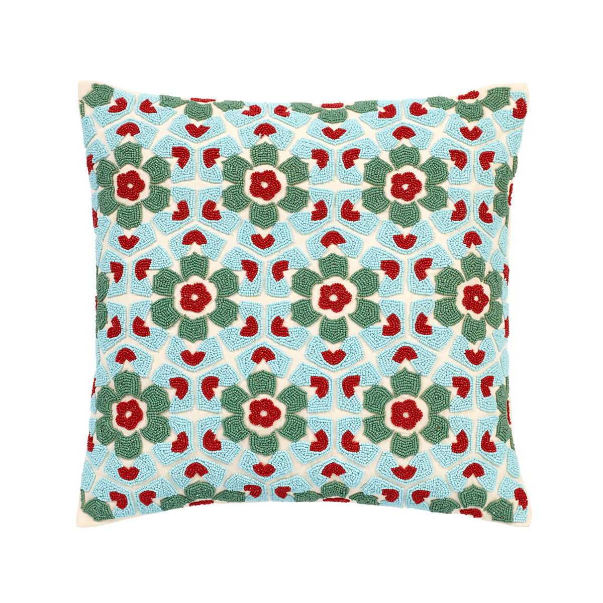 Sia Home Cortone coussin coton bleu 45 cm brodé