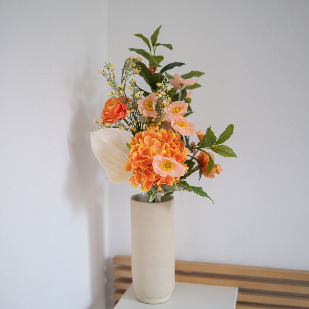 Flowrette Hortense bouquet fleurs artificielles orange Real Touch