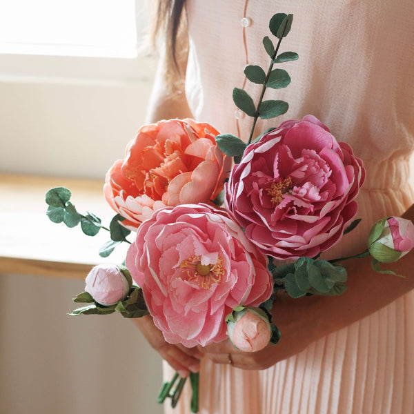 Flowrette Fleurs en papier Trio Pivoines bouquet papier x3