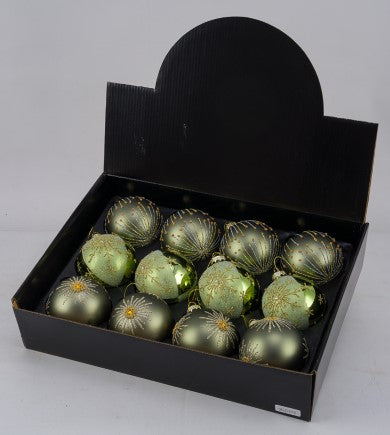Feuillazur Rungis Boules En Verre boule Noël vert et or lot 12
