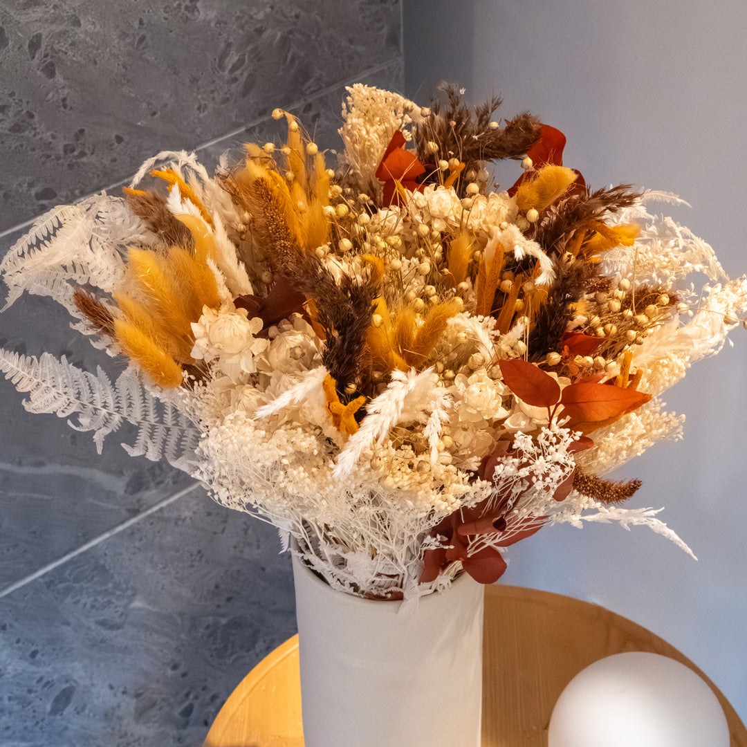 Flowrette Théodore bouquet séché doré taille M