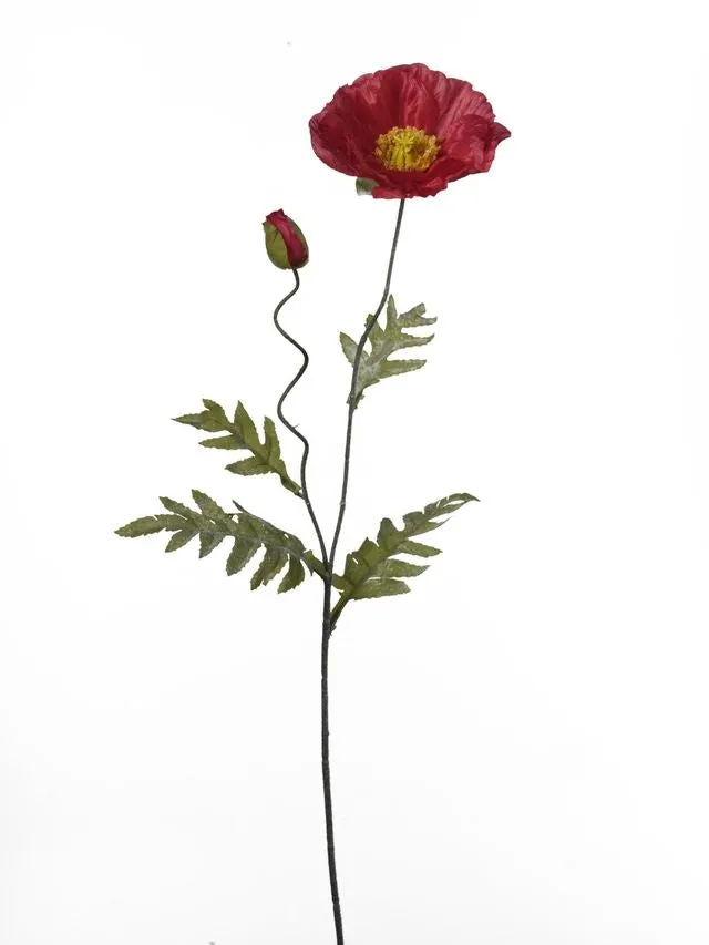 Feuillazur Rungis Pavot 2 fleurs artificielle rouge 70 cm