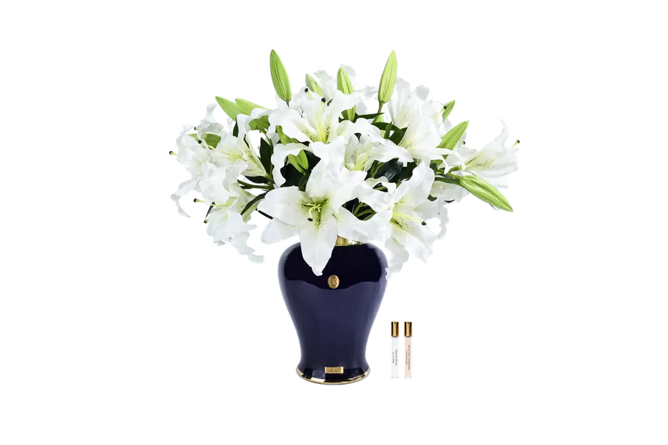 Côte Noire Imperial Lilies IMPNL01 fleurs ivoire urne noire