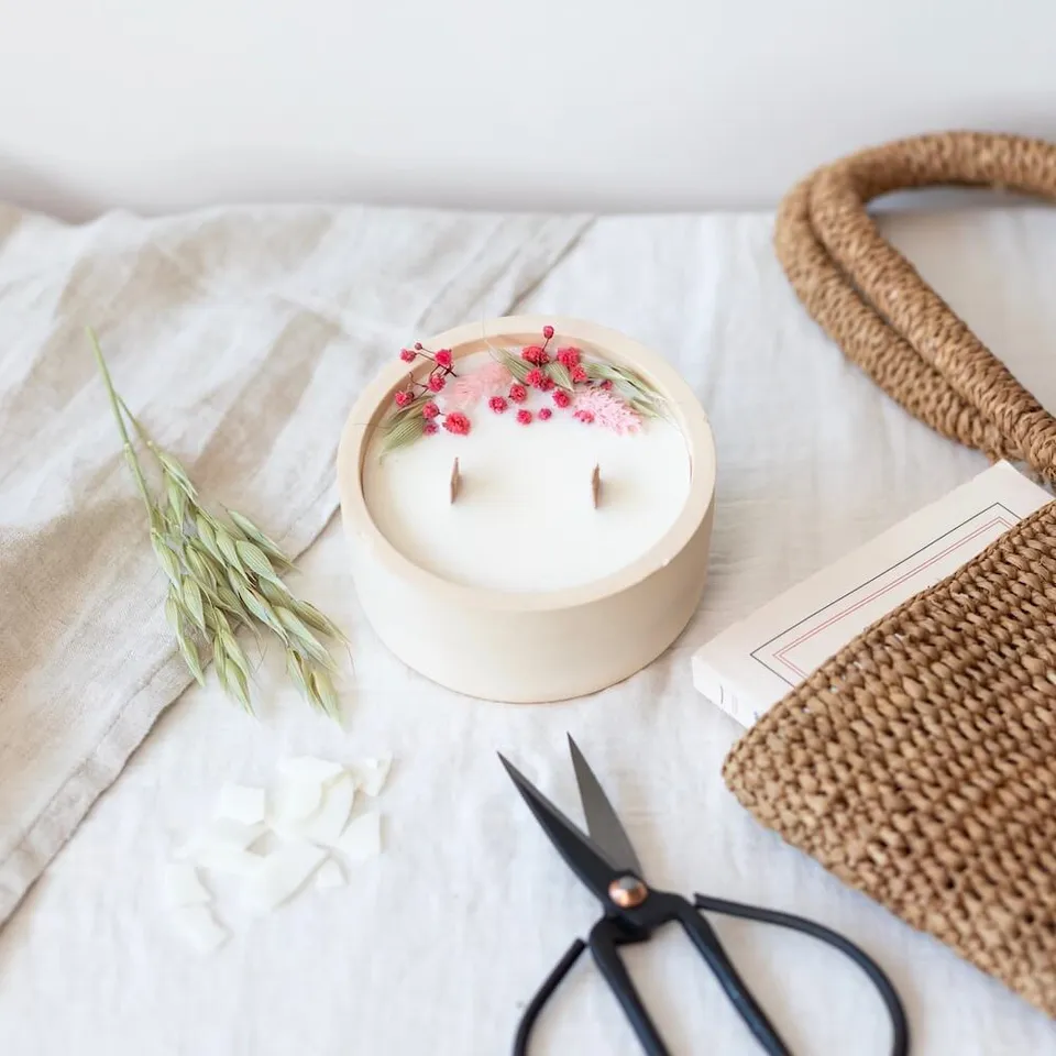 Flowrette Hector kit DIY bougie fleurie coton cire de soja