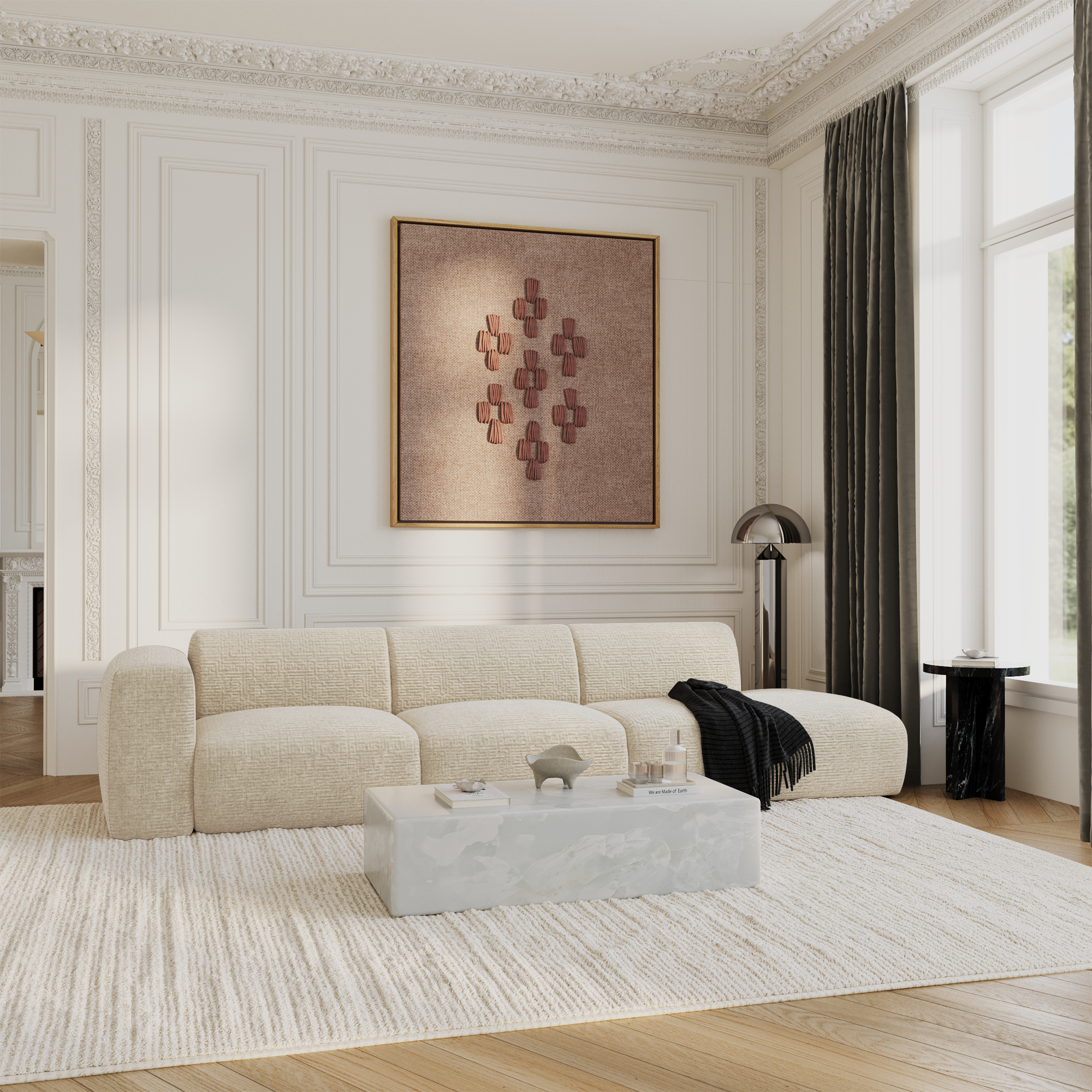 Sia Home Myra canapé droit crème 5 places