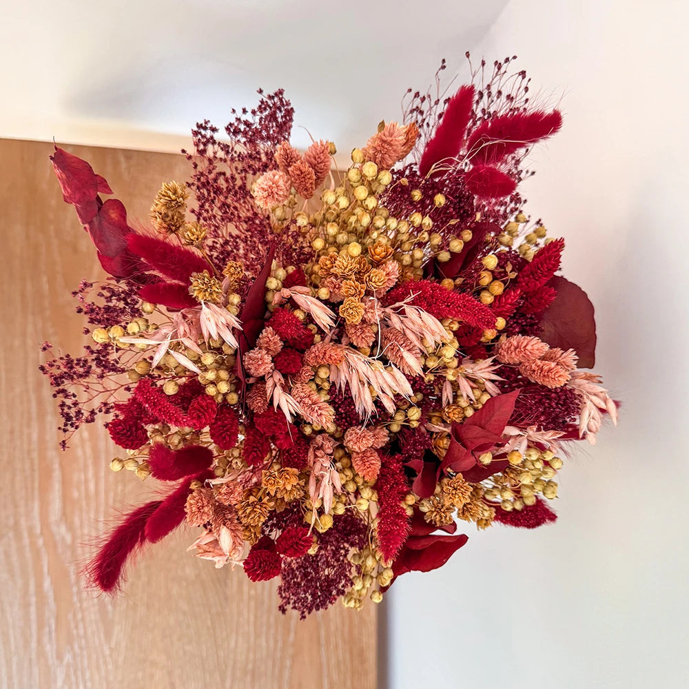 Flowrette Fleurs séchées Archibald bouquet séché M bordeaux