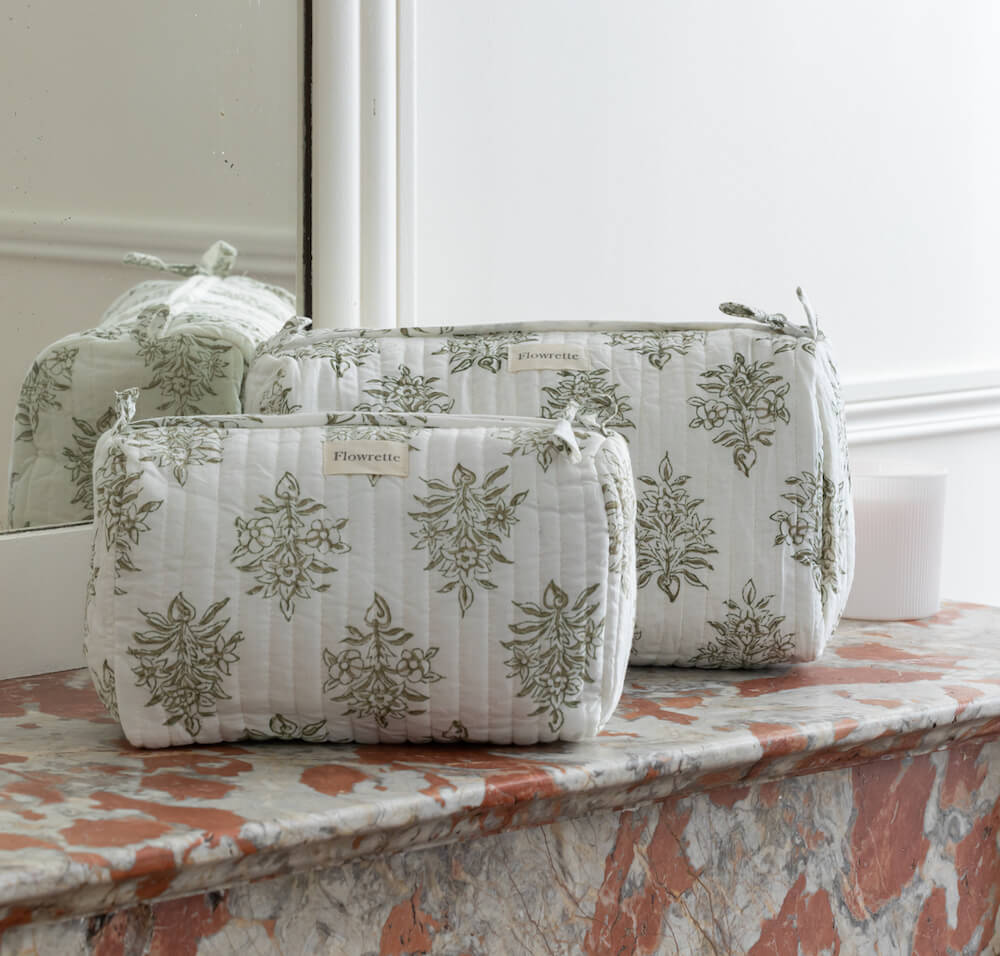 Flowrette Bally trousse toilette coton block print fleurie