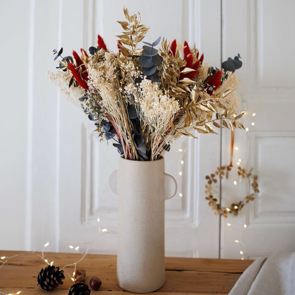 Flowrette Fleurs séchées Bouquet de Noël vert eucalyptus M