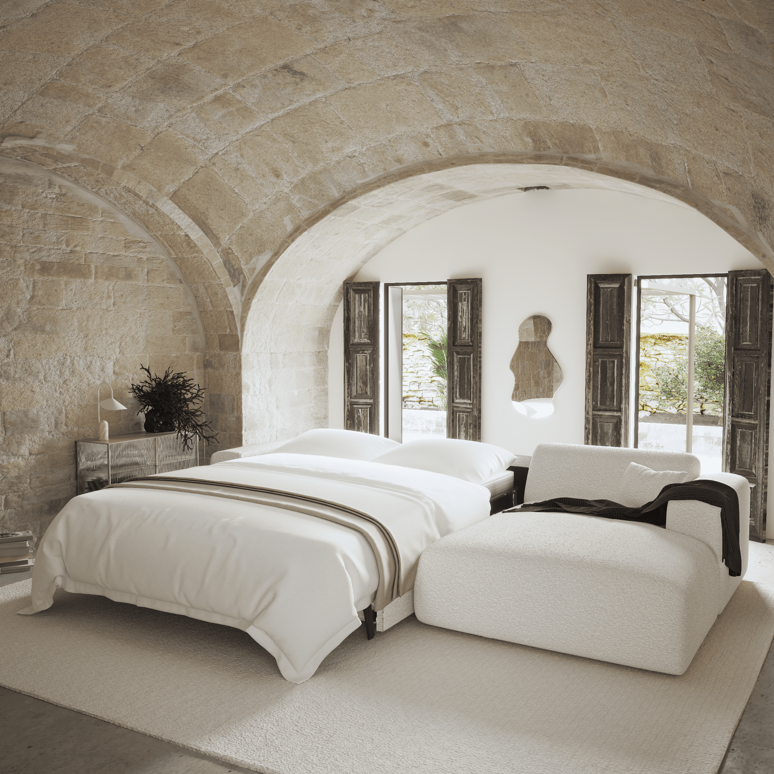 Sia Home Myra canapé d'angle droit convertible crème 5 places