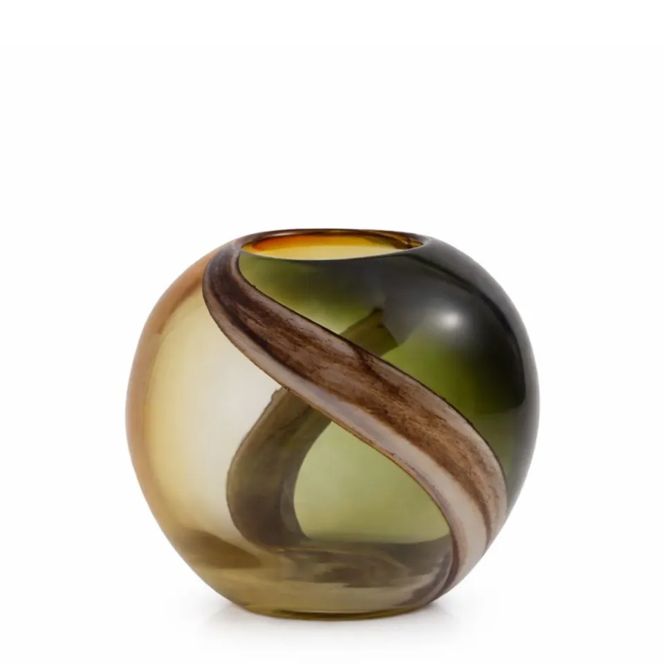 Sia Home Olivine vase en verre soufflé vert 17 cm