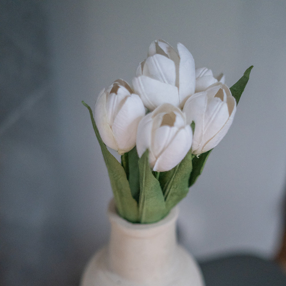 Flowrette Fleurs en papier Mini tulipe fleur blanche x1 durable
