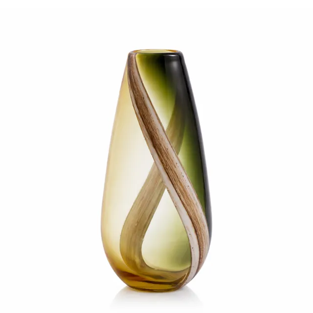 Sia Olivine vase en verre soufflé vert 38 cm fait main