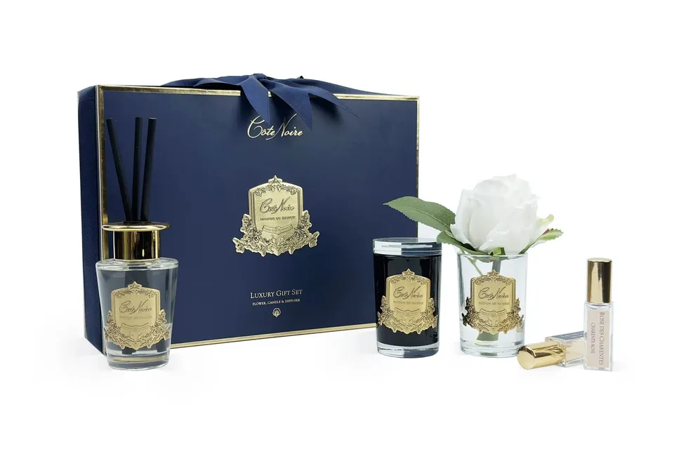 Côte Noire Gift Packs GP04 coffret eau de vie rose bougie