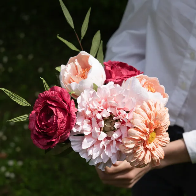 Flowrette Klee Bouquet fleurs en papier rose fuchsia éternel