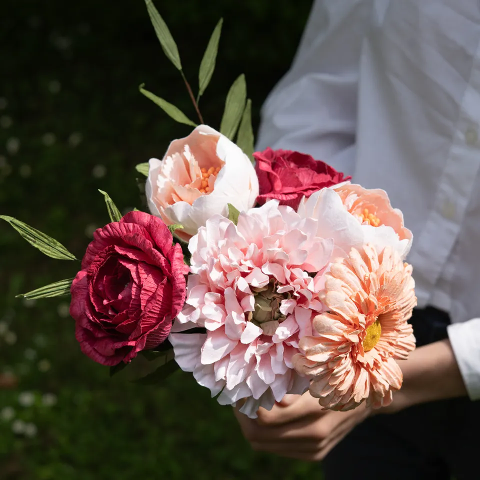 Flowrette Klee Bouquet fleurs en papier rose fuchsia éternel